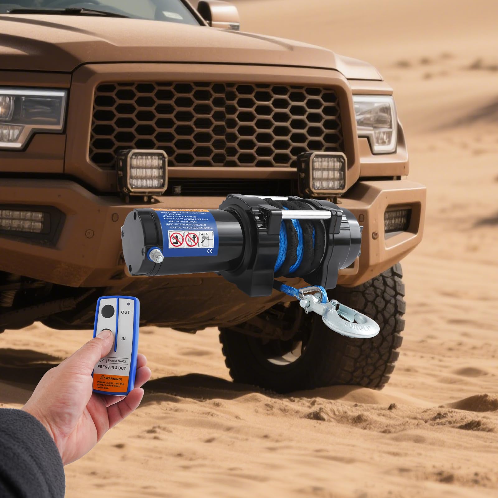 Cabrestante eléctrico de 12 V con mando a distancia, fuerza de tracción de 4500 libras, cabrestante eléctrico, ideal para ATV, SUV y vehículos todoterreno
