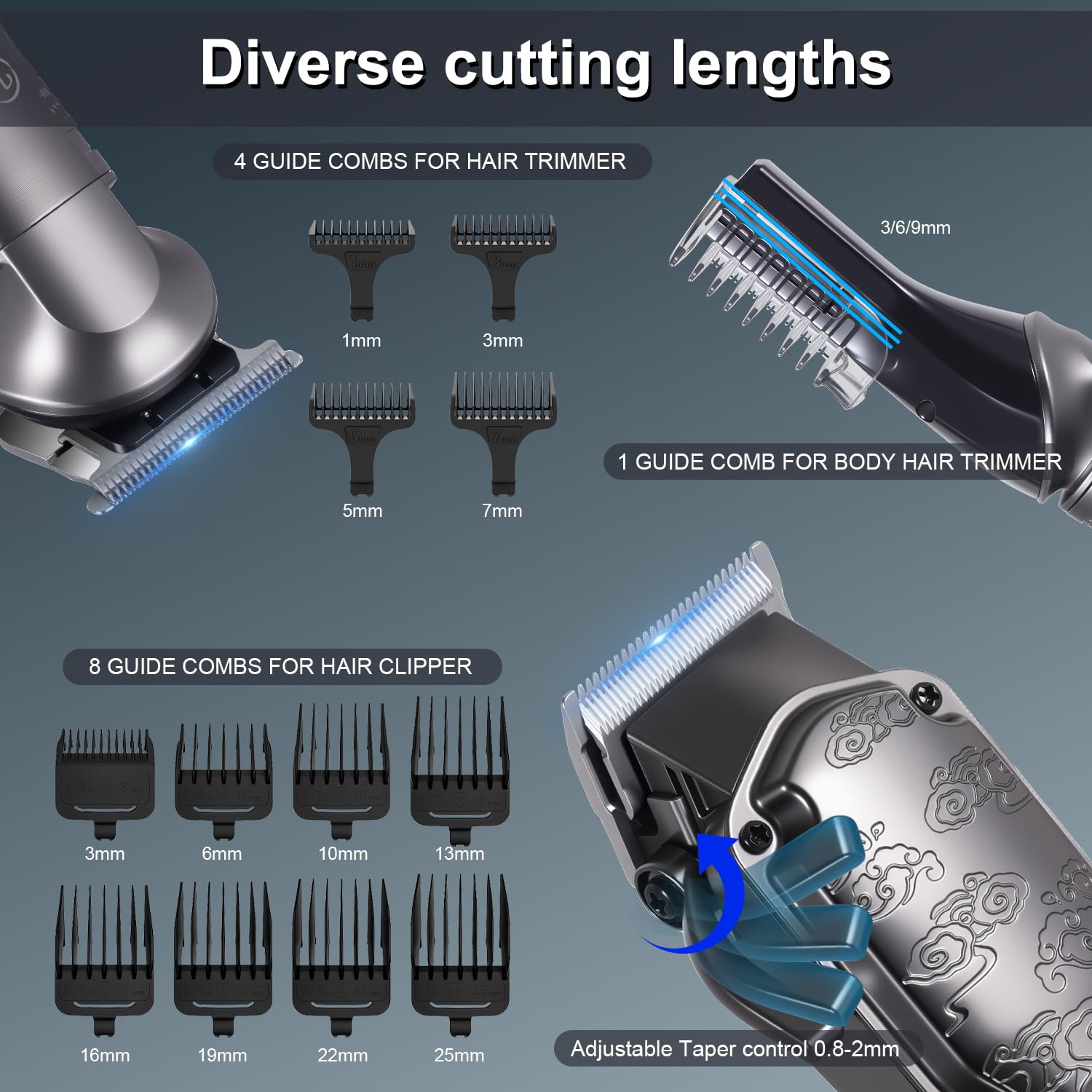 Hatteker Tondeuse à cheveux professionnelle pour hommes Set de tondeuses à barbe et à cheveux T-Blade Trimmer lavable Kit d'entretien sans fil Tondeuse à nez et à corps Tondeuse Cheveux et Barbe Set