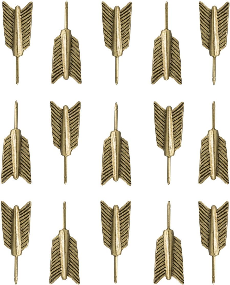 Shooting Arrow Decorative Push Pins, 15 Pieces, Antique Gold T-631AG