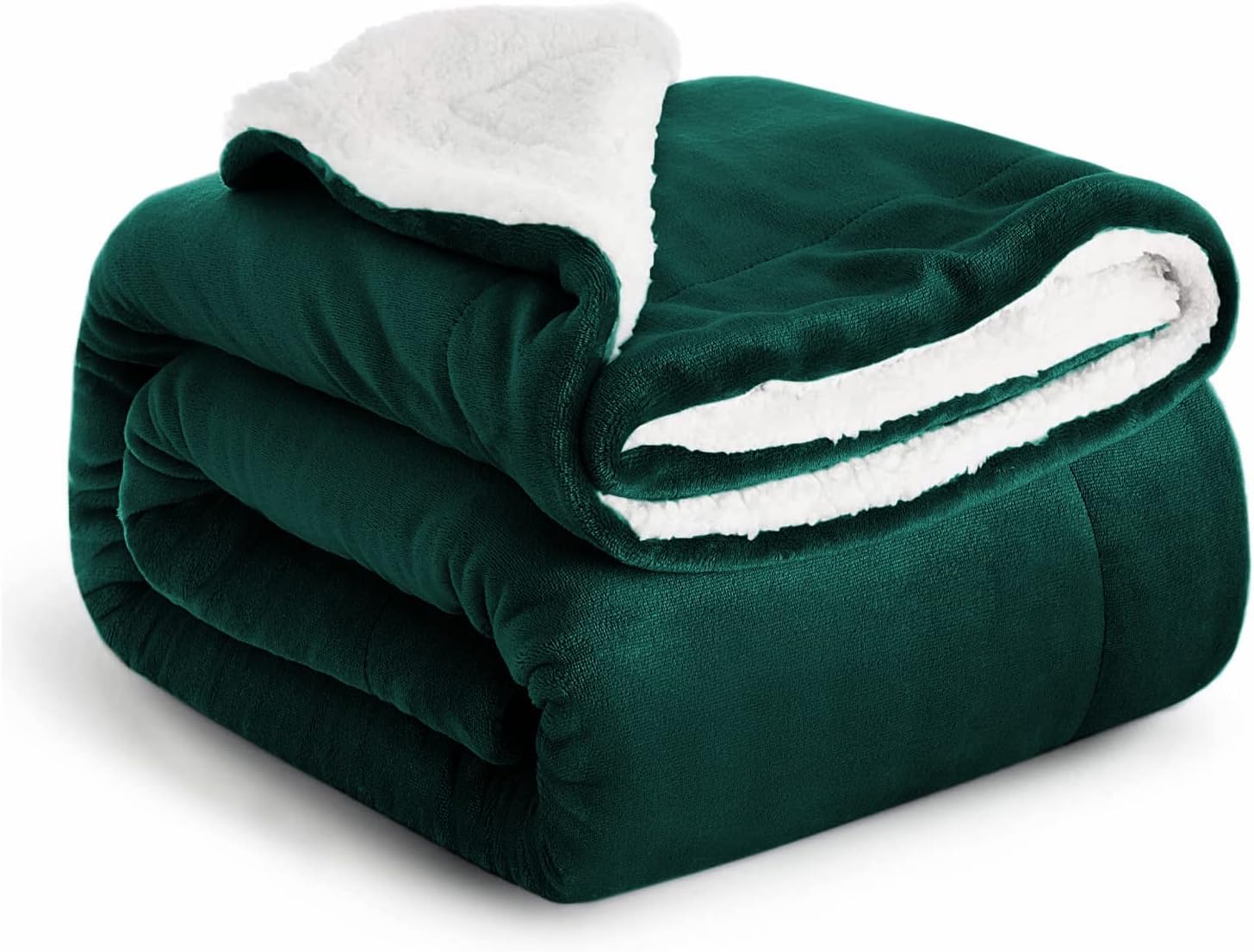 Ir Imperial Rooms Emerald Sherpa Fleece Throw Blanket - Fluffy Microfiber Solid Blankets - Thick And Warm Soft Cozy Throws For Bed Sofa And Couch Throw/Single Size, 130X150cm