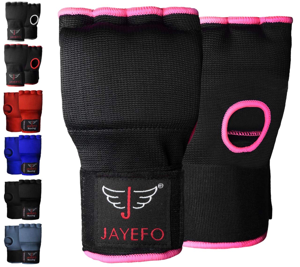 JayefoPadded Inner Gloves for Boxing - Elastic Hand Wraps with Training Gel - Quick Boxing Wraps and Bandages for Men & Women - Wrist Wrap Protector Handwraps Kuckle Pair