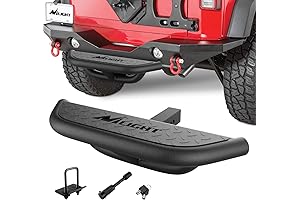 Nilight Textured Black Step Hitch Receiver with 2" Hitch Lock & U-Bolts