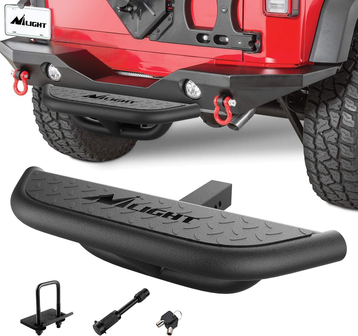 Nilight Hitch Step with 2" Hitch Receiver Rear Bumper Guard Protector
