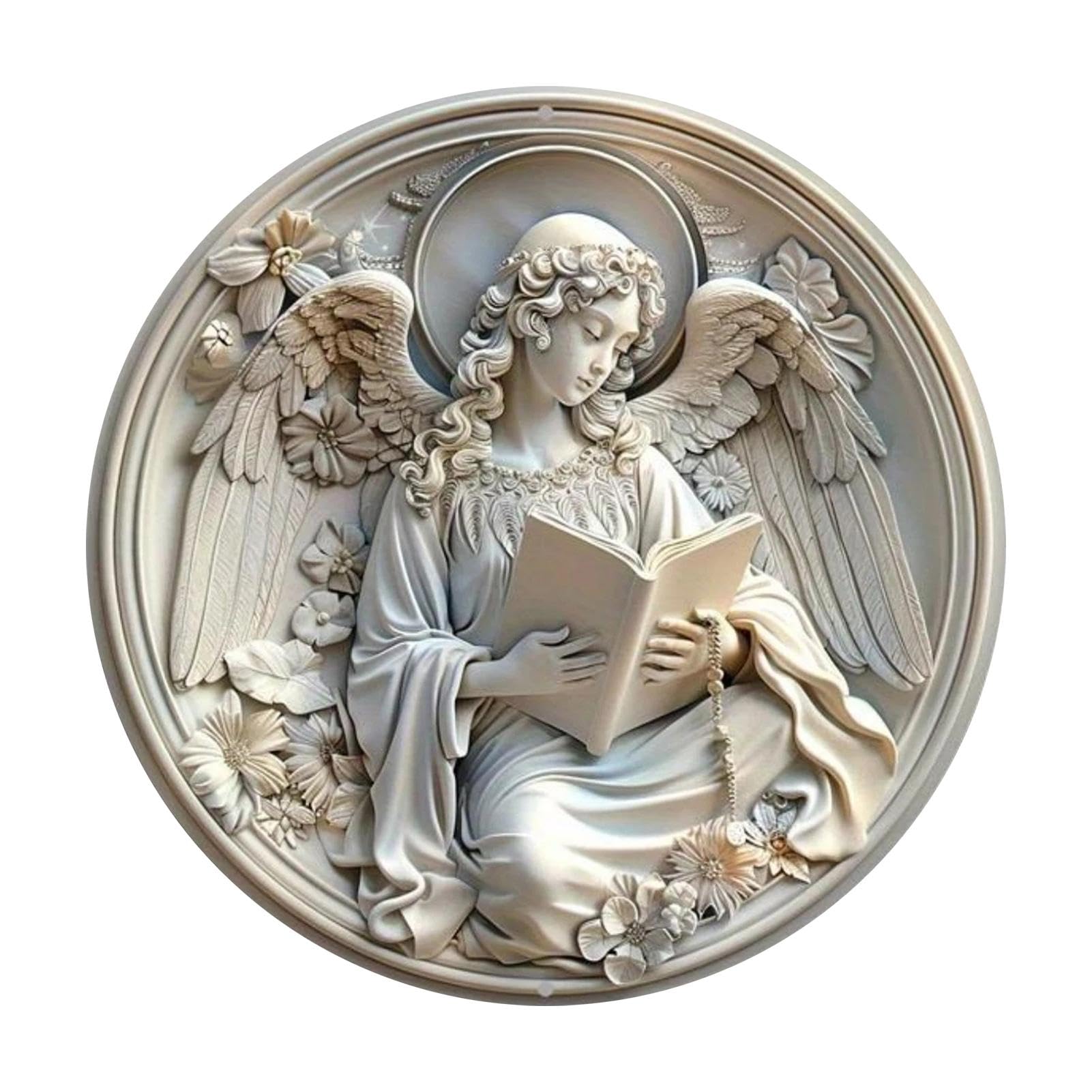 Wuyooprt Arte moderno de pared de metal | Esculturas de hadas redondas de metal, decoración de puerta delantera de granja, decoración de guardería de hadas, escultura de pared para decoración de