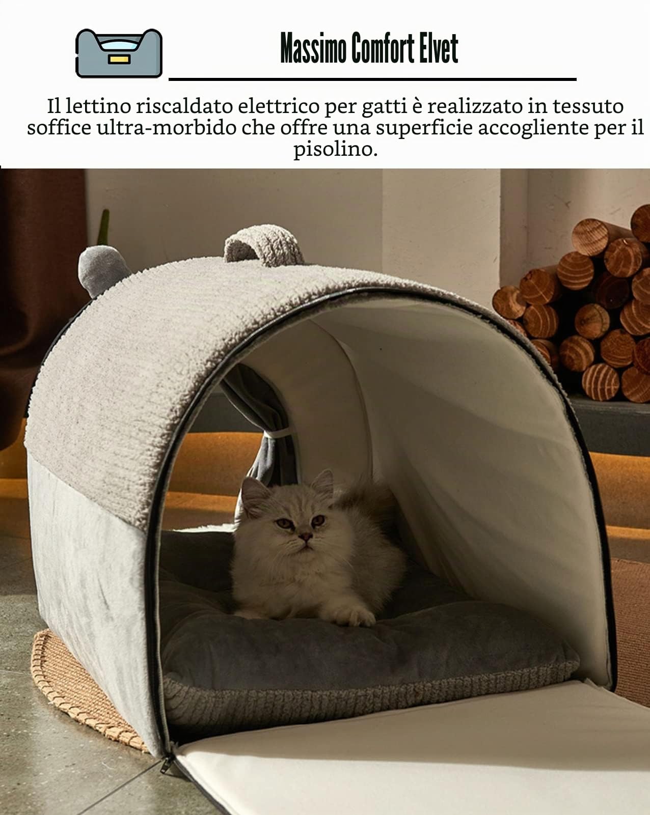 Cuccia Riscaldata per Animali Domestici, Cuscinetto Riscaldante per Gatti e Cani di Piccola Taglia, Impermeabile, Resistente alla Masticazione, Kit Parto, Casa con Riscaldamento Elettrico per Animali