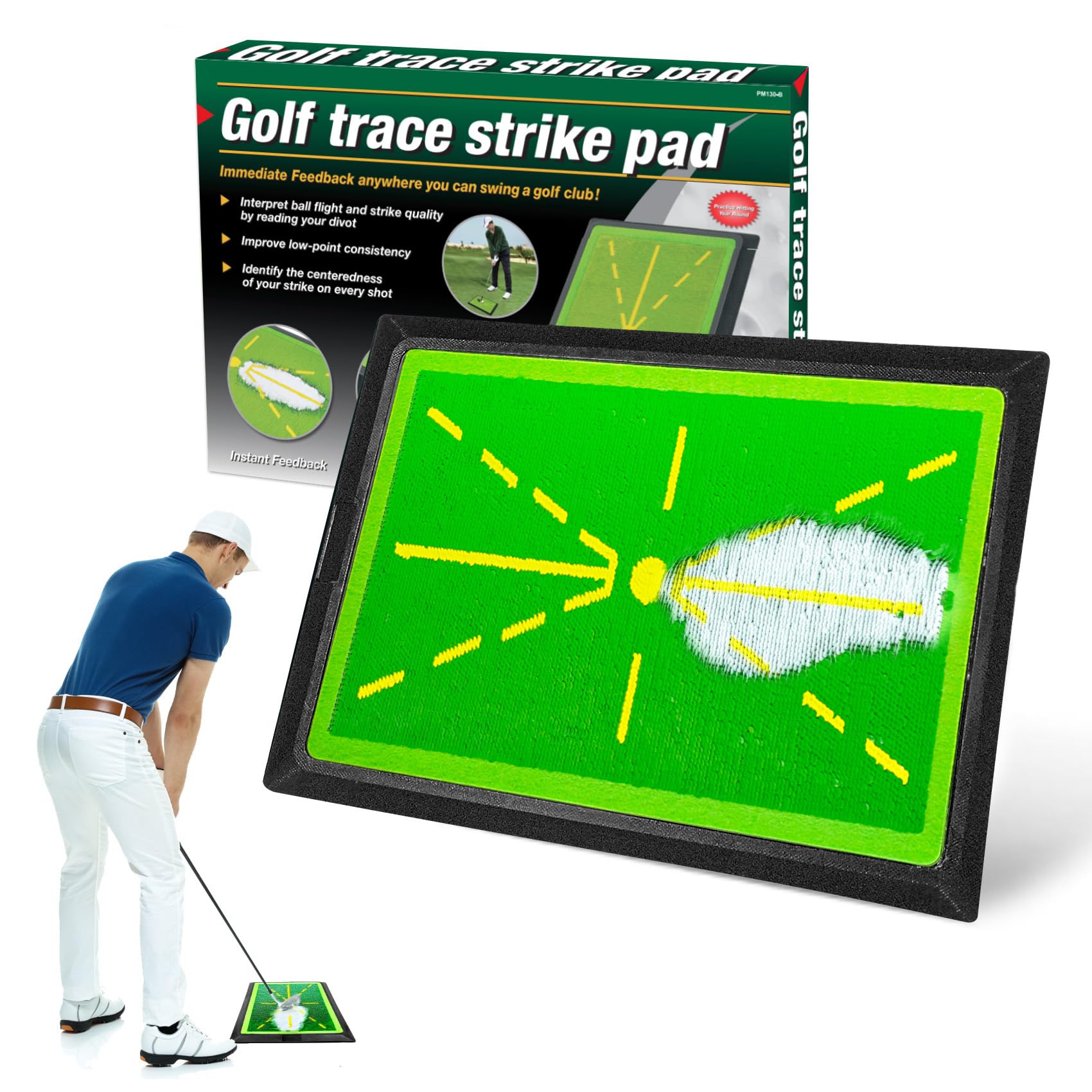 HOAXDLY Golf Mat, Golf Hitting Mat Outdoor,12”x17”Golf Training Mat for Swing Detection, with Shock Absorbent Rubber Base,Visual Feedback for Testing Training,Gifts for Golfers