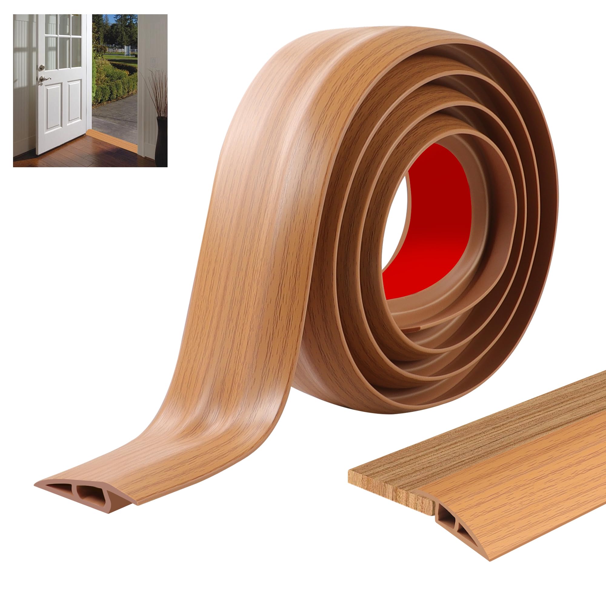 JUNART 200cm×7cm Laminate Floor Cover Strips,Self Adhesive PVC Floor Transition Strip,Scratch & Wear-Resistant For Floor Transitions Or Trim In Kitchens, Bathrooms (yellow wood grain)
