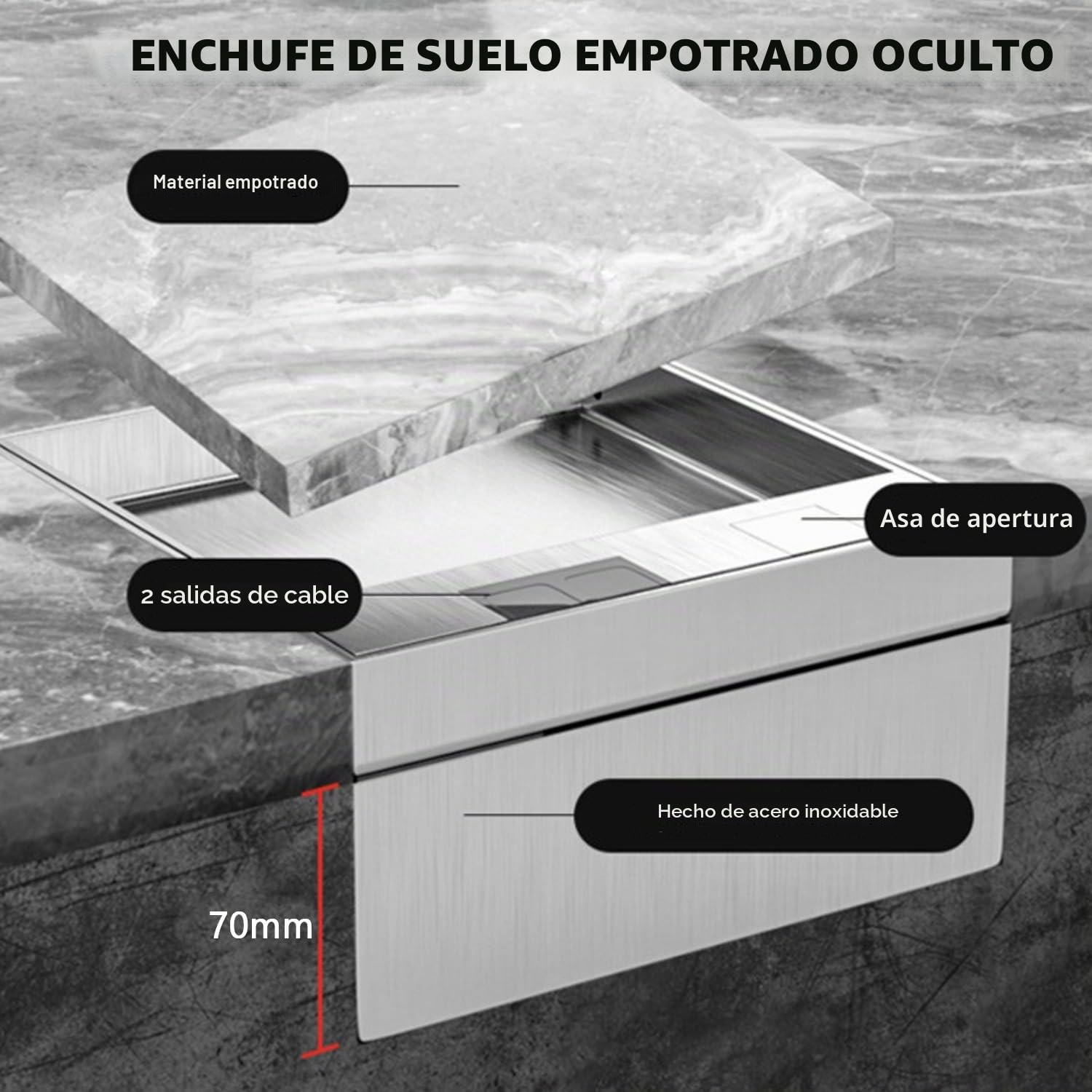 Toma de Corriente de Suelo 250V 16A Enchufe de Suelo Empotrable Impermeable
