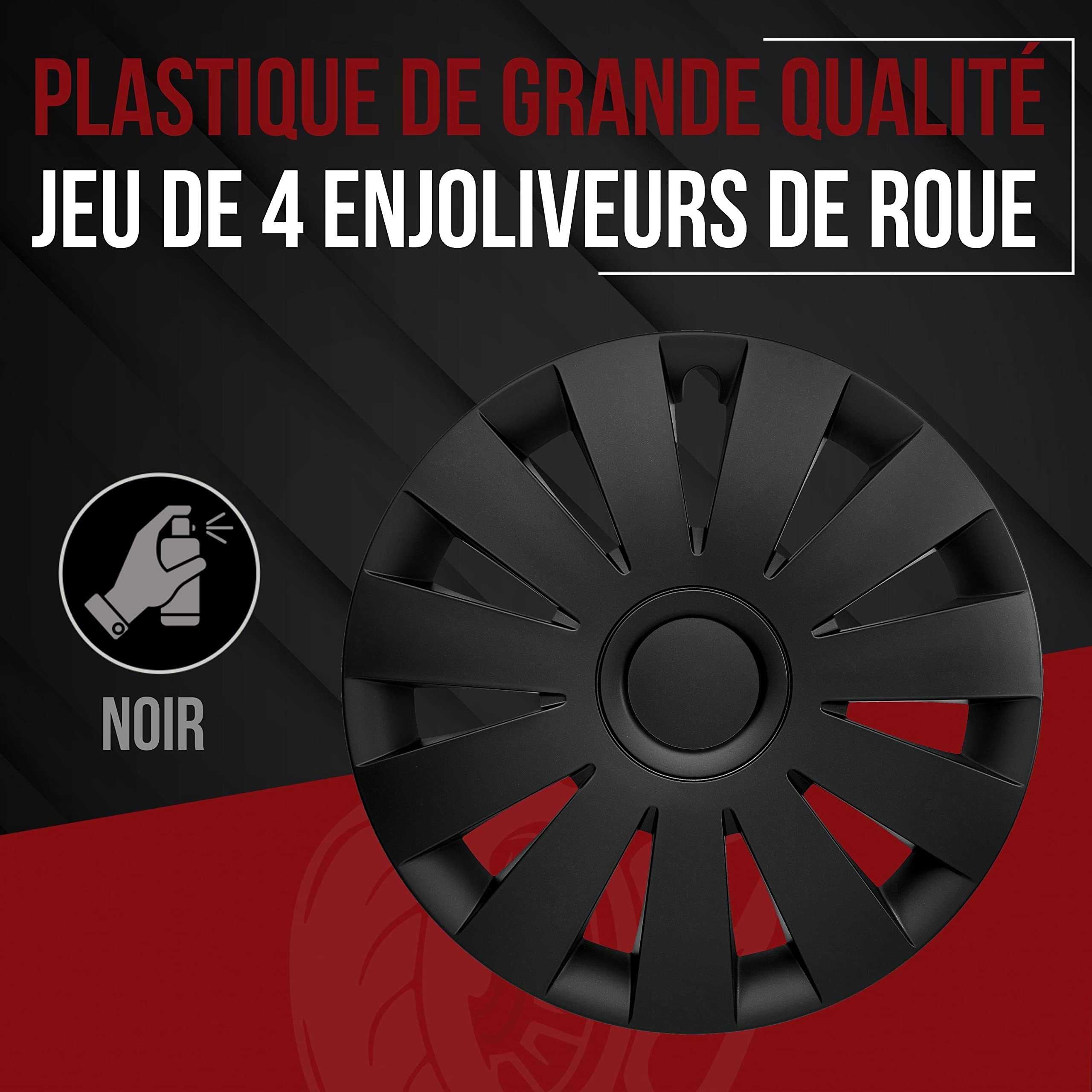 Albrecht 16 Pouces Noir enjoliveurs pour Jantes en Acier - Strike Enjoliveurs dans l'emballage d'origine Albrecht - Fabriqué en UE