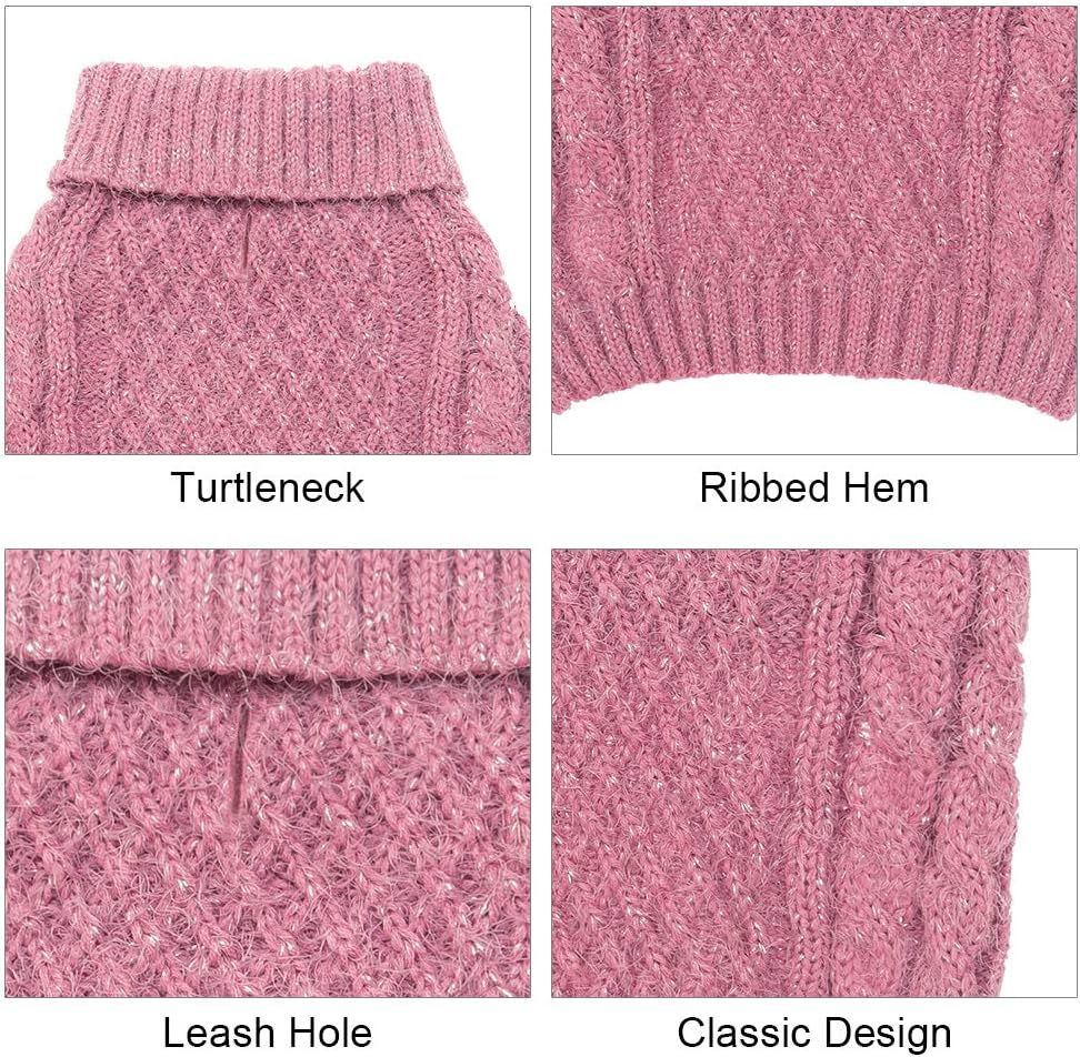 SCIROKKO Turtleneck Small Dog Sweater - Classic Cable Knit Winter Coat Dog Cold Weather Clothes for Small Dogs Puppy