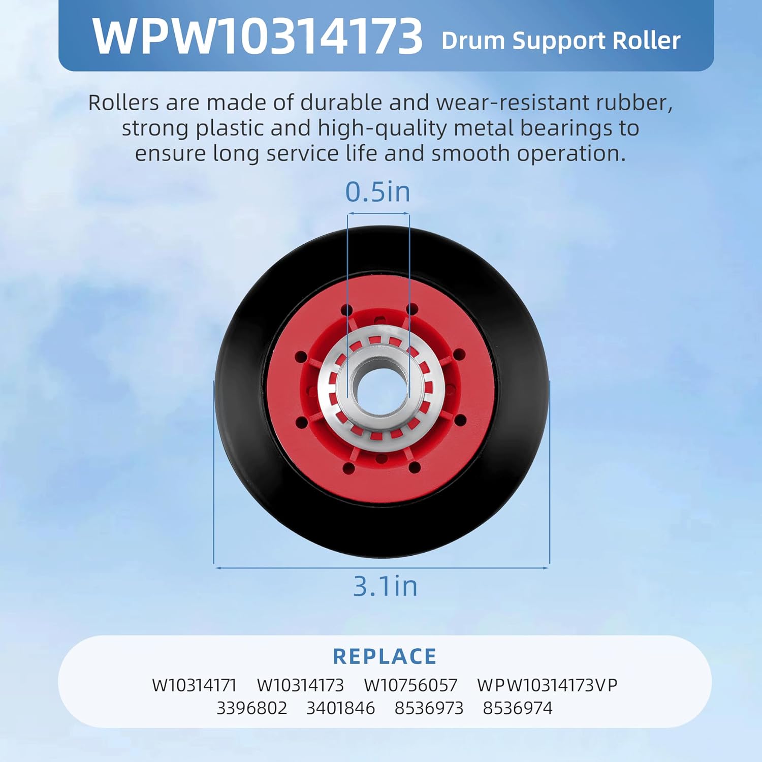 (5 Wheels) Upgraded MEDB835DW4 GEW9250PW0 GGW9200LW1 4392067 Dryer Repair Kit Fits for Whirlpool Kenmore Maytag Bravos XL Dryer Parts by APPLIANCEMATES
