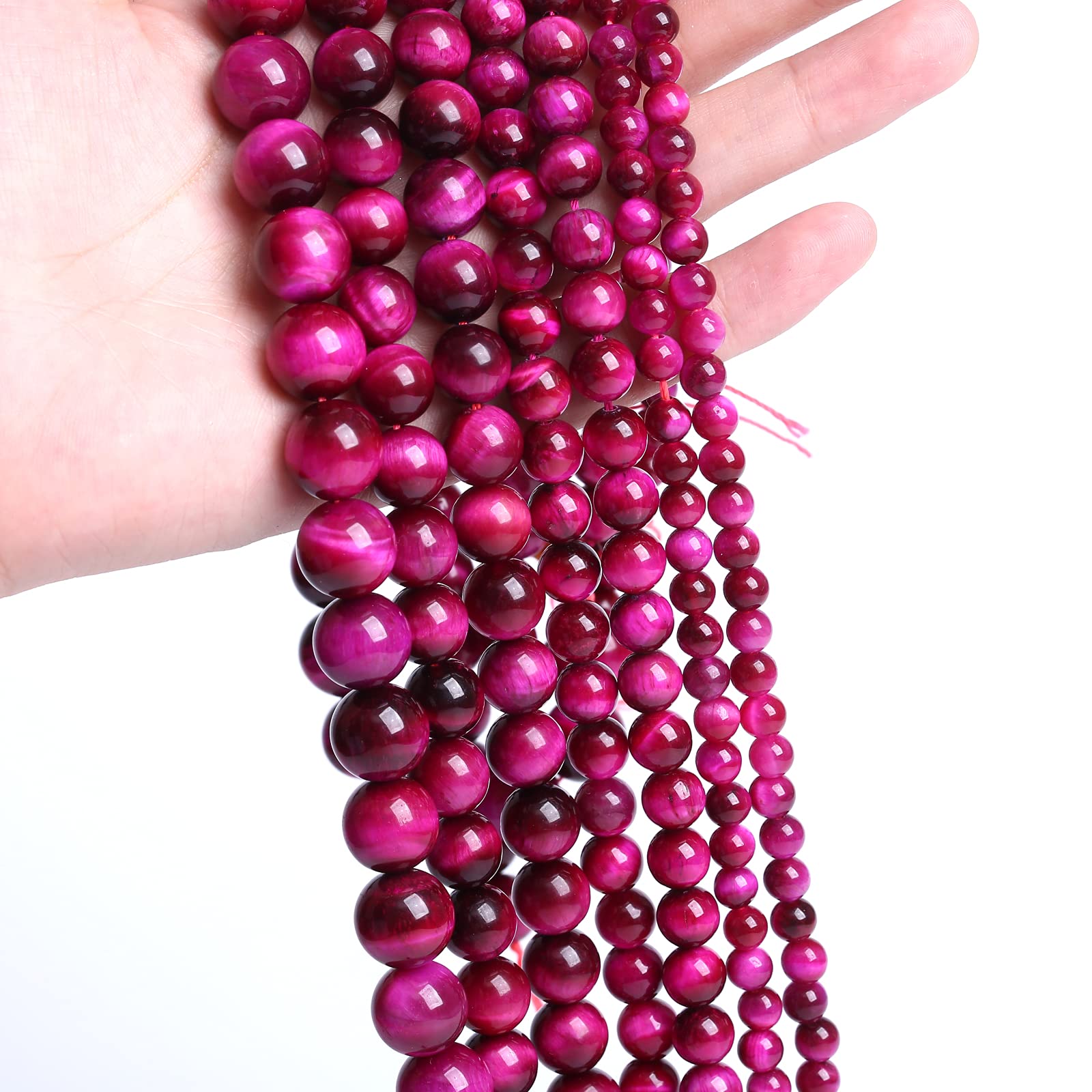 120 perline sfuse rotonde sfuse in pietra naturale sfuse da 6 mm di colore rosso rosa occhio di tigre perline per la creazione di gioielli fai da te bracciali, collane, orecchini, 2 fili 81,3 cm