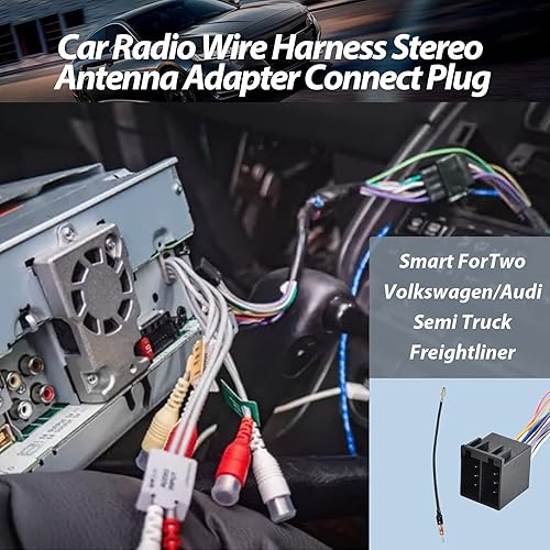 Miniatura 2 de RED WOLF Arnés de cable estéreo de radio de coche + adaptador de antena de repuesto para Smart ForTwo 2008-2015, VolkswagenAudi 1998-2005,