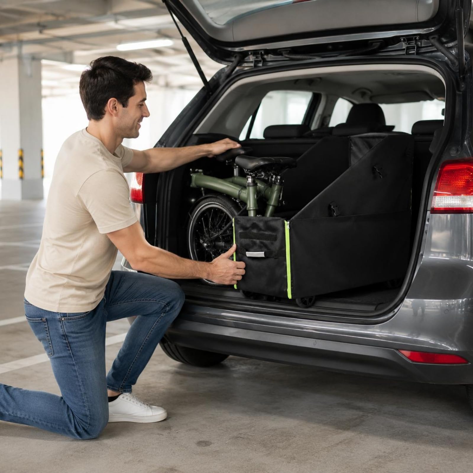 MERIGLARE Cesta de Almacenamiento para Maletero de Coche Plegable en Lona Oxford con Protección Lateral Reforzada y Práctica Apertura Adecuada para Llevar, Negro, Negro, Grande - Sin Ruedas