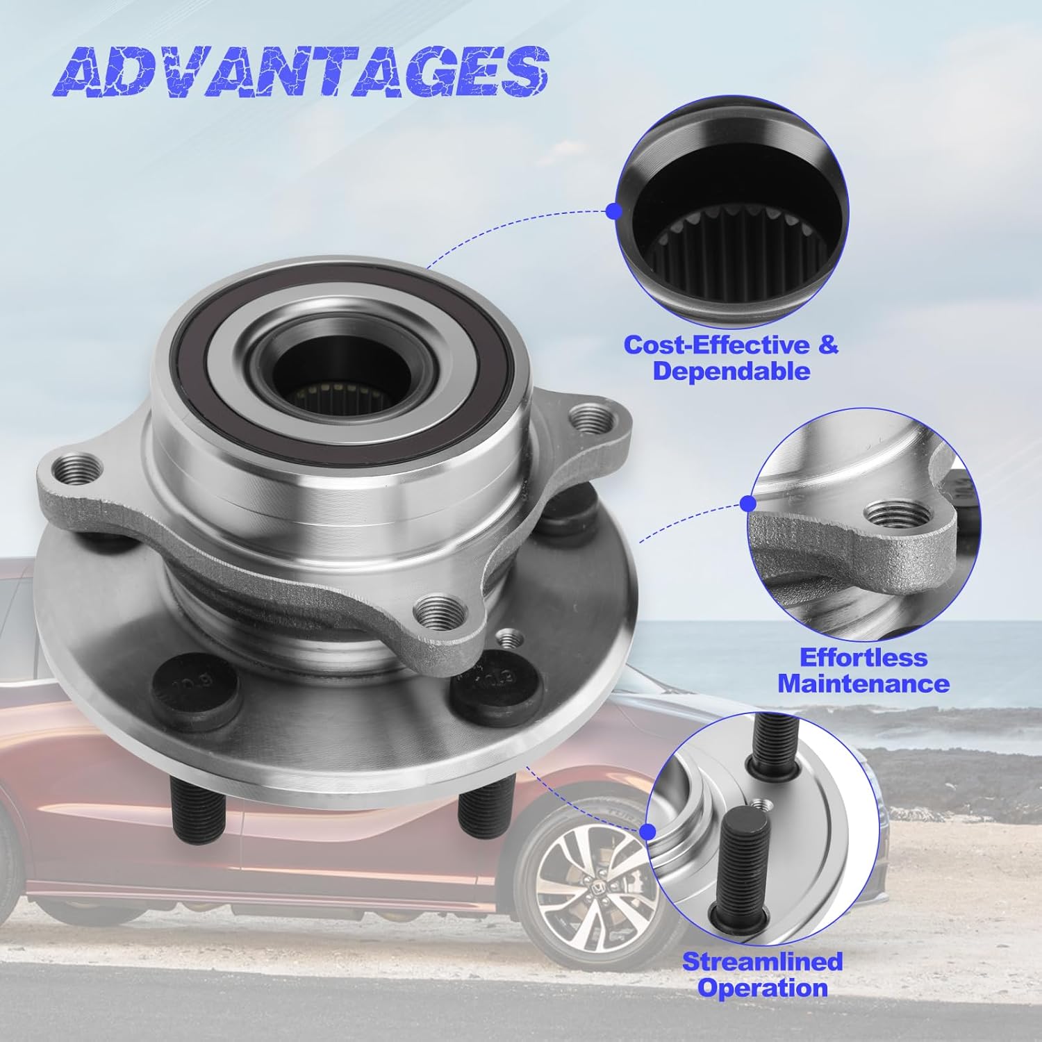 Front Wheel Hub Bearing Assembly Compatible with Honda Odyssey 2011-2018# 513293, HA590433, WA513293