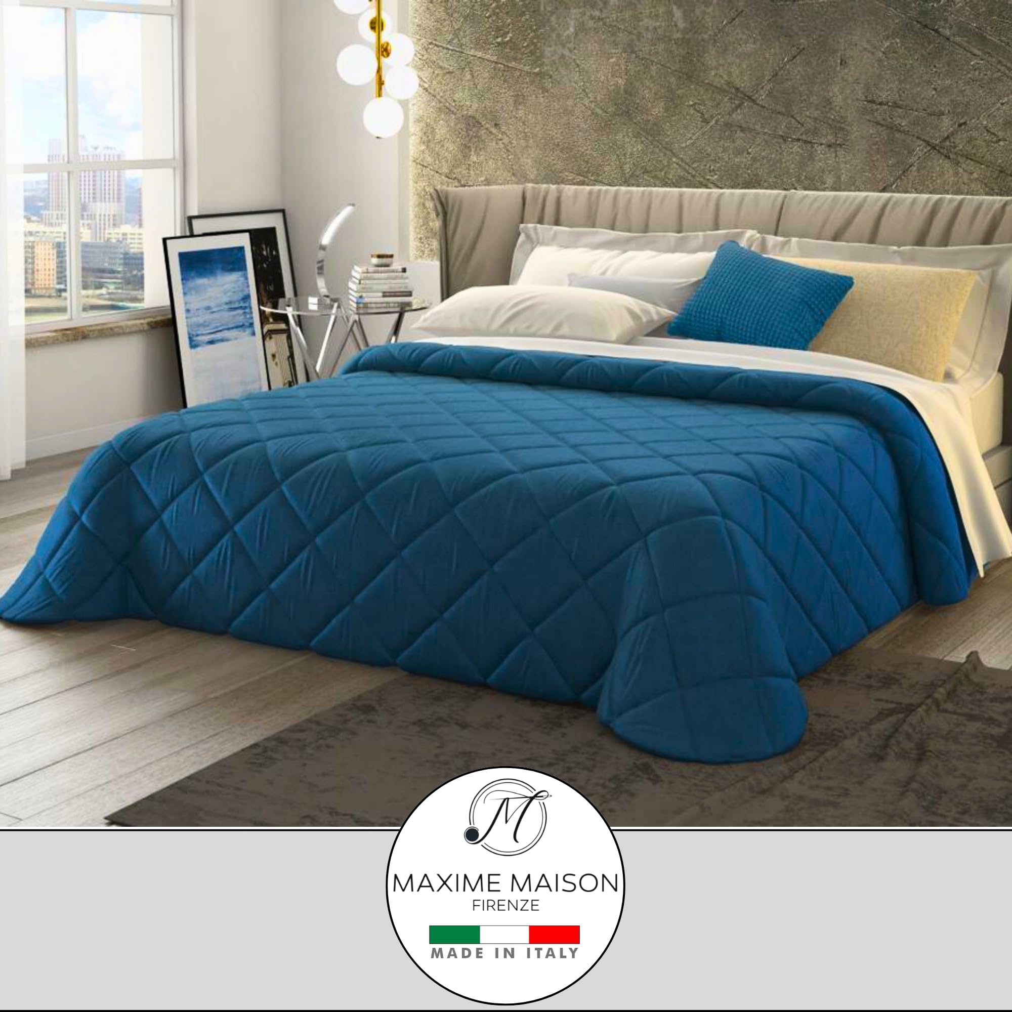 MAXIME MAISON - Trapunta Invernale Matrimoniale (350gr/mq) in Caldo Velluto per Stagioni Fredde, Alternativa Elegante a Piumino e Piumone, Made in Italy