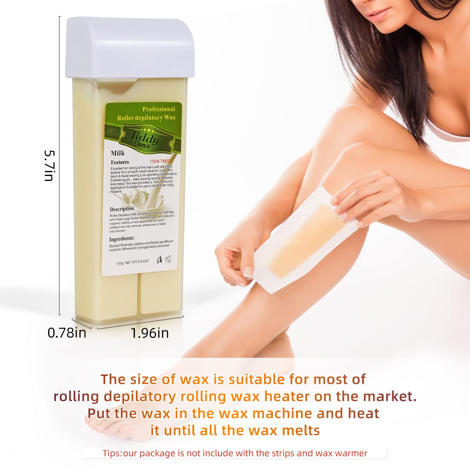 Milk Roll on Wax Wax Refills for Wax Warmer Kit Hair Removal Wax Cartridge at Home Waxing Roller Wax for Women Men Body Hair Removal Wax 4 Pack