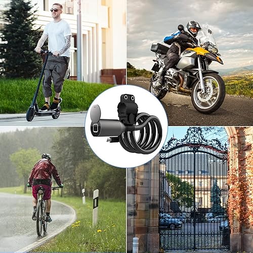 Miniatura 9 de Bloqueo de cable Cerradura de bicicleta impermeable sin llave eLinkSmart Cerradura de cable de acero de 59.1 in de largo para bicicleta Scooter