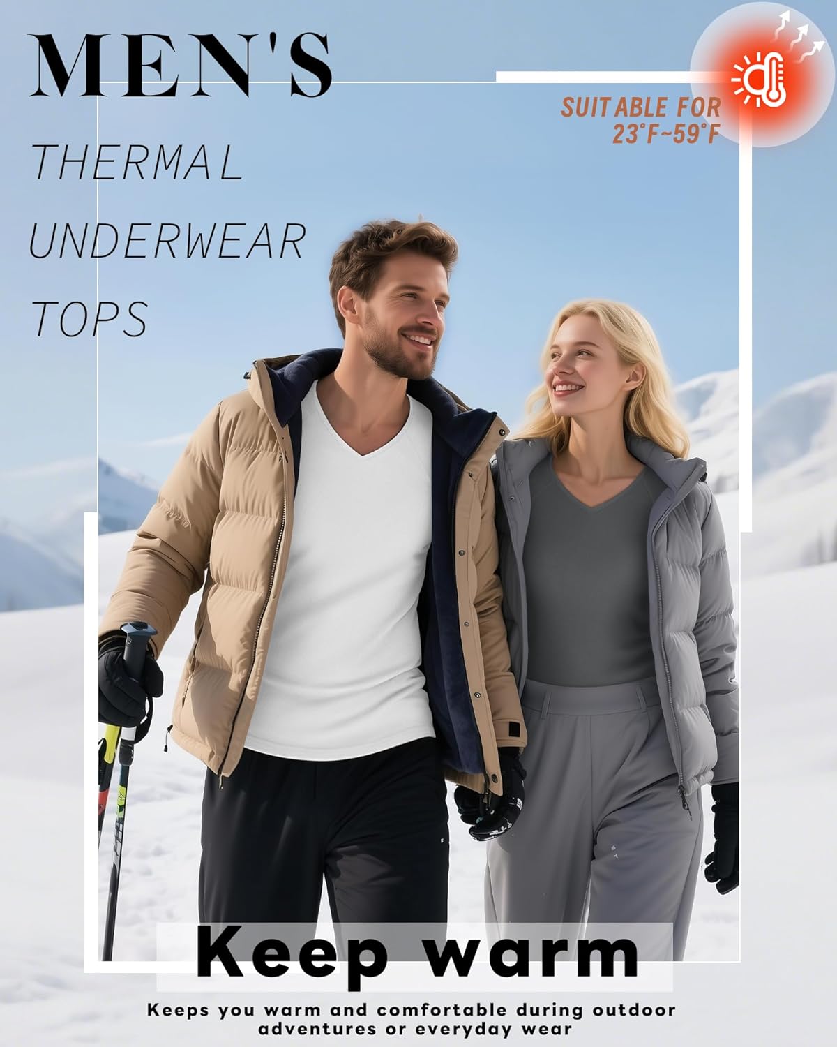 Riyiper 3 Pack Men's Thermal Shirts Long Sleeve Thick T-Shirt V Neck Fleece Undershirts Basic Comfortable Winter Layer Tops - Image 3