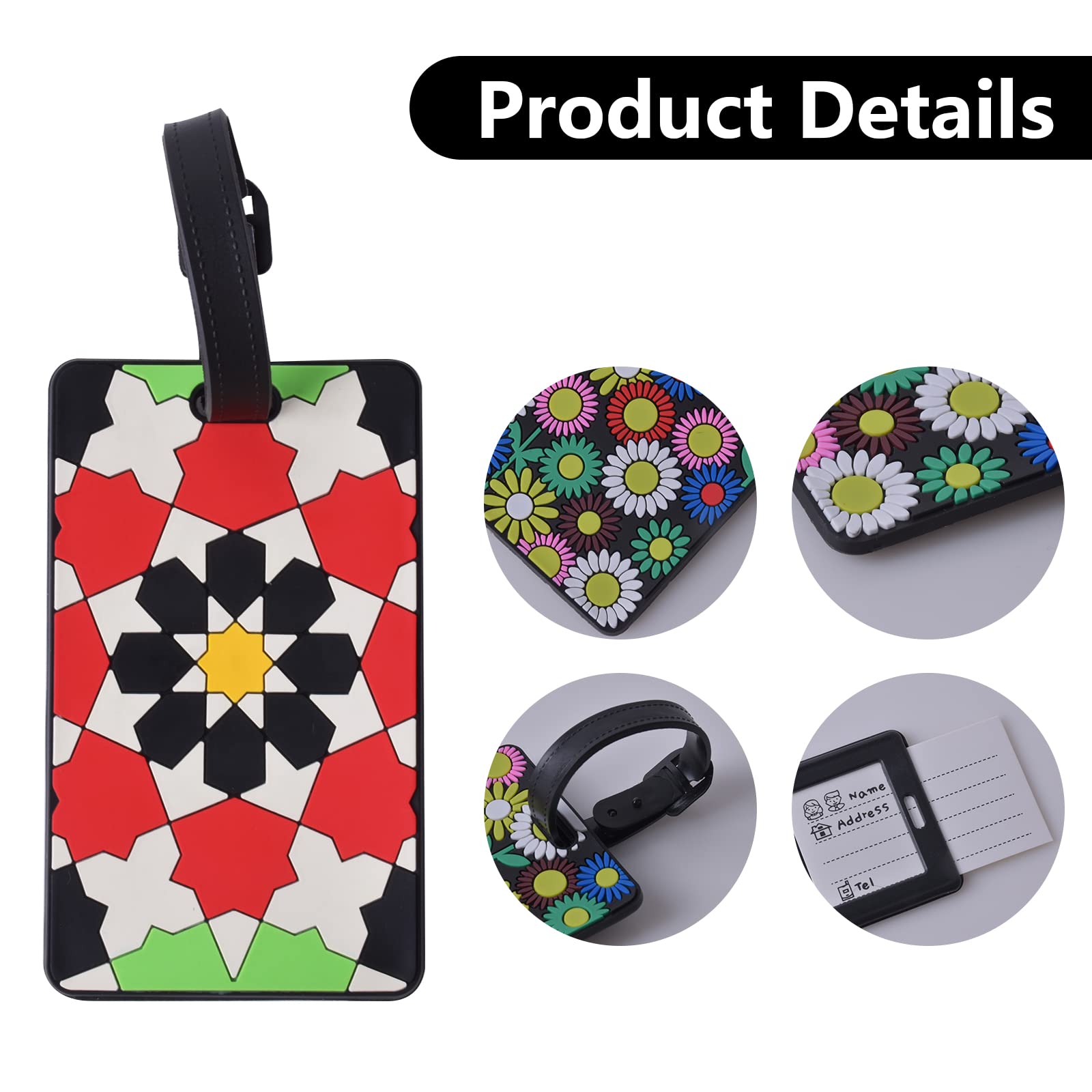 Etichette Per Bagagli In Silicone - 5 Pezzi Con Cinturino - Targhette Per Valigie E Viaggi - Foto 7