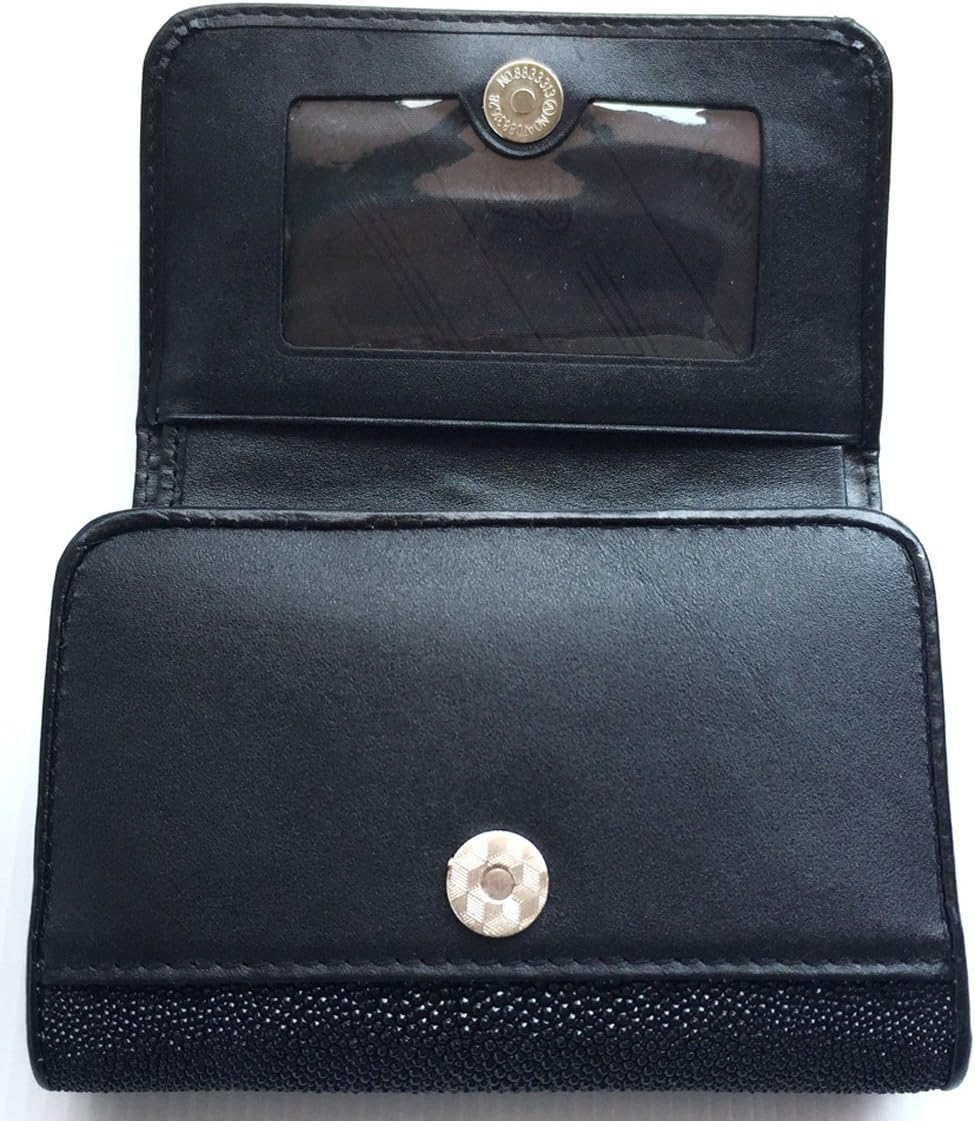 Julie Genuine Real Stingray Skin One Eye Leather Trifold Clutch Black Wallet Purse