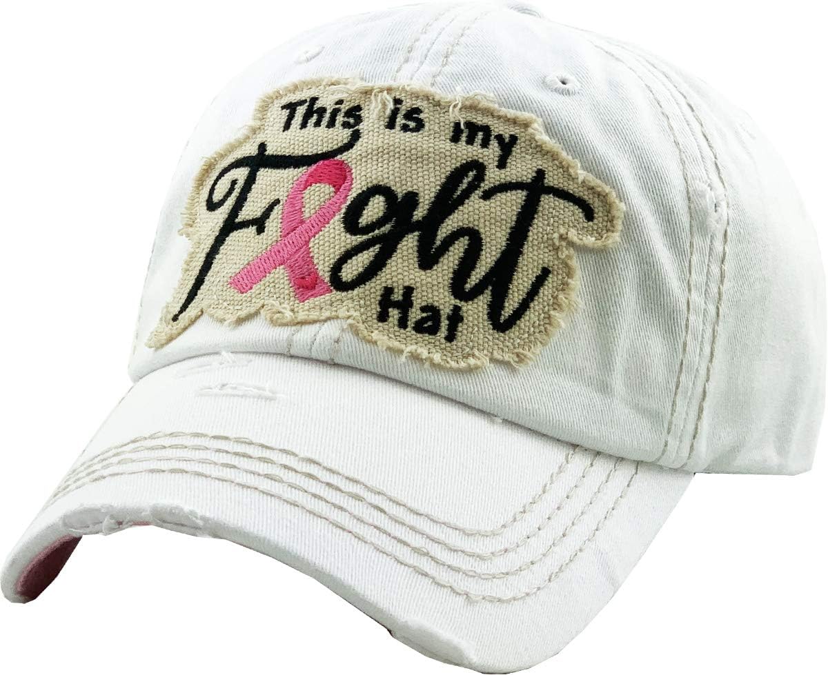 Pink Ribbon Breast Cancer Awareness Fight Hope Vintage Baseball Cap Hat Women Cotton Adjustable