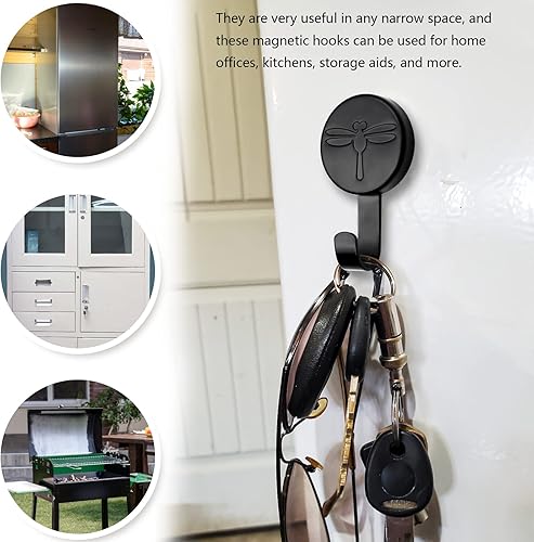Miniatura 4 de Ganchos magnéticos, colgador magnético confiable resistente para superficies y puertas de metal (paquete de 4)