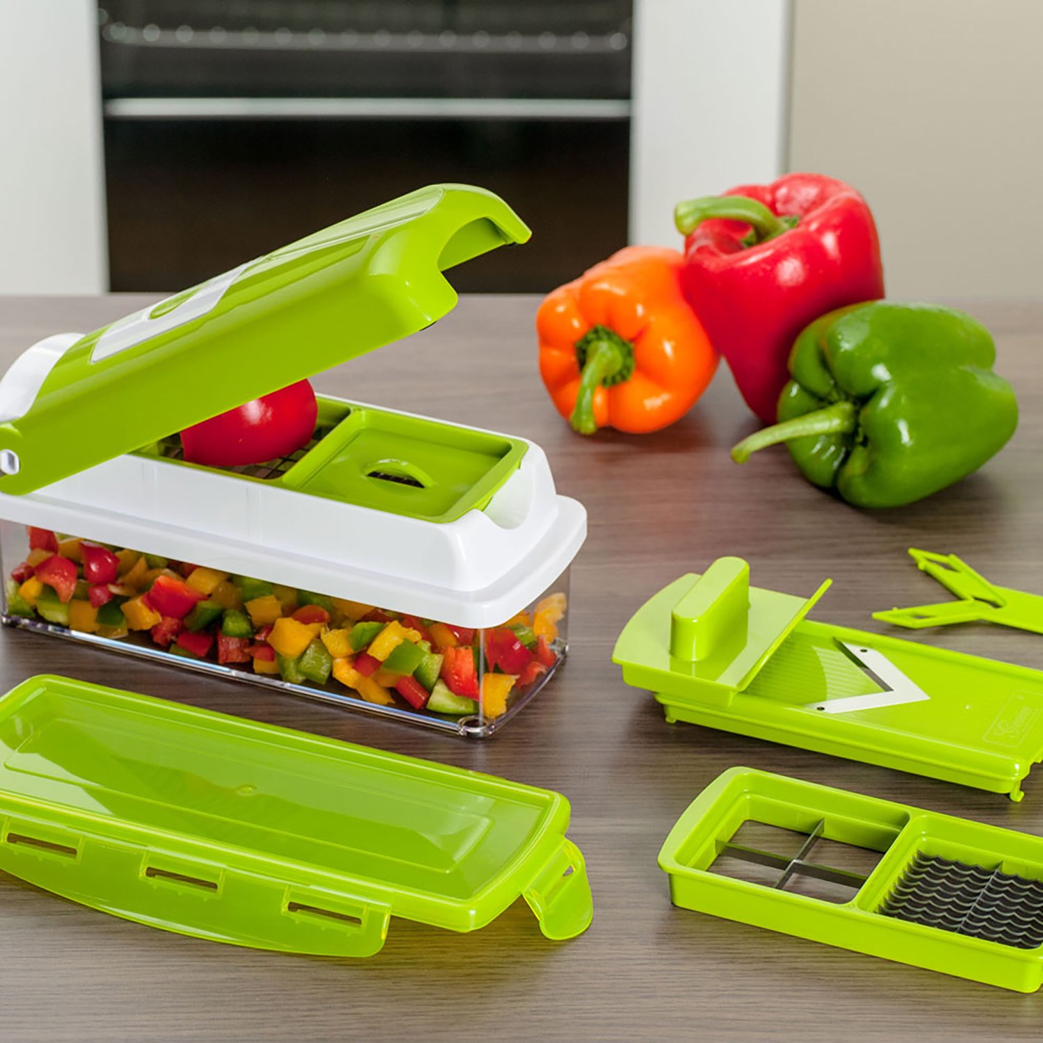 Genius - Cortador de Verduras y Frutas, de plástico, plástico, Verde Kiwi, 22.2 x 10 x 8.1999999999999993 cm