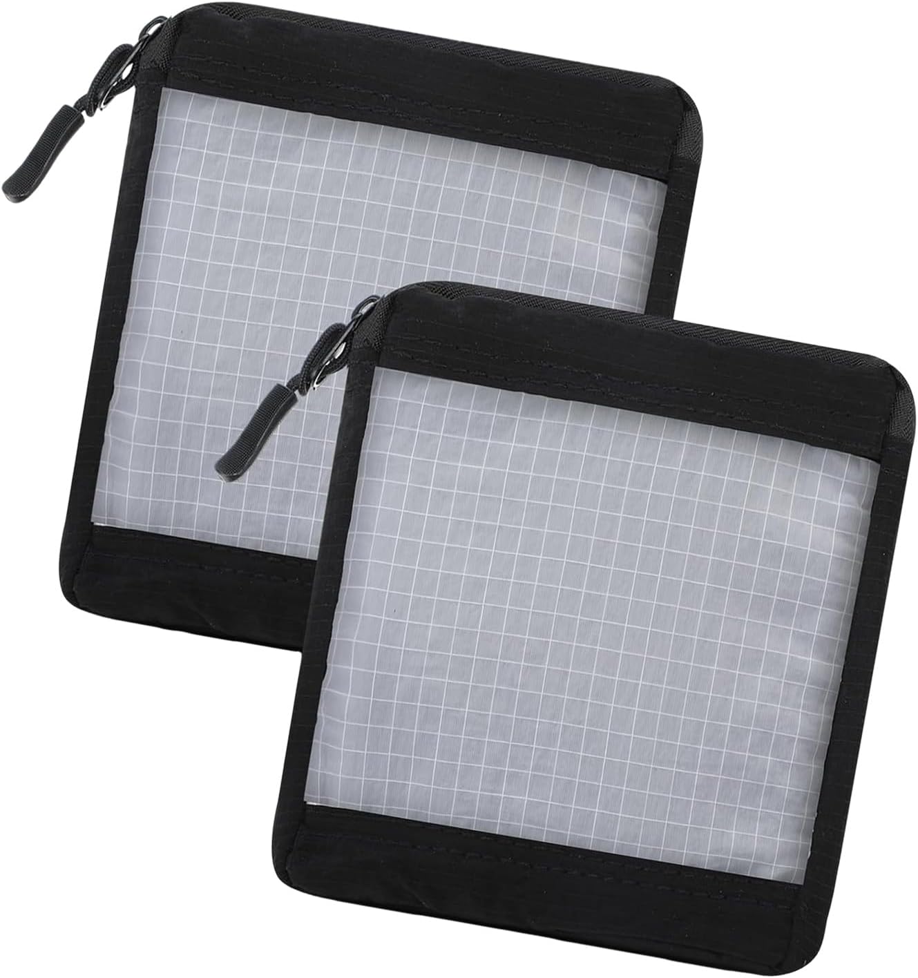 Hook and Loop Storage Set with Transparent Front Panel, Nylon Zipper 2 Pack for Backpack Organization an