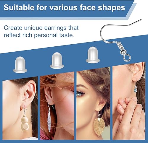 Miniatura 31 de Ganchos para aretes de plata de ley 925, kit de 750 ganchos para aretes, 250 piezas/125 pares de ganchos hipoalergénicos dorados y plateados con 250