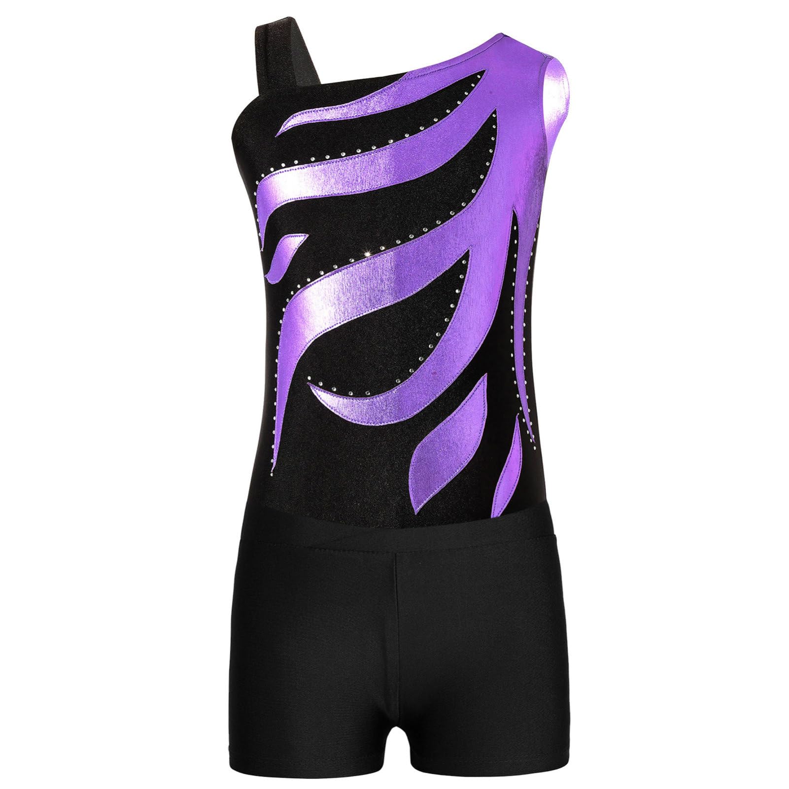 IEFIEL Mono Brillante de Gimnasia Ritmica Niña Maillot Elástico de Danza Ballet Mono Corto de Danza Actuaciones Maillot de Danza Ballet Disfraz de Bailarina