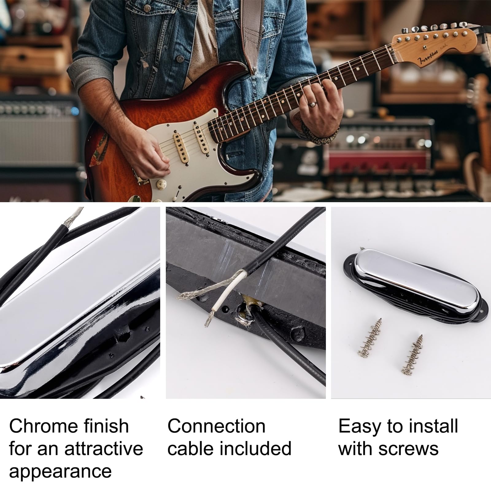 Pxyelec Chrome Electric Guitar Bridge With Pickup For