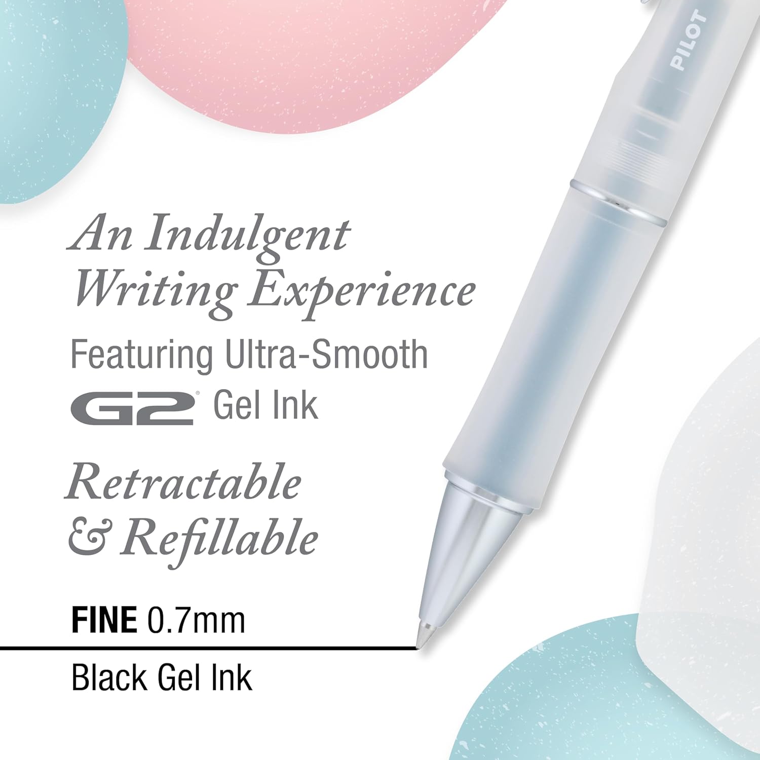 Pilot Dr. Grip Serenity Refillable and Retractable 3 Pack Gel Pens, Fine Point 0.7mm, Soft Aesthetic Barrels, Black Ink Ideal for School, Journaling & Office Writing