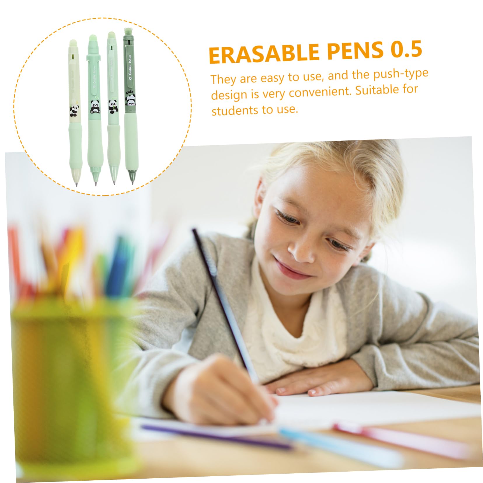 DOITOOL 4 ensembles Stylos À Encre Gel Effaçables Pour L'École Le Bureau Les Adolescents Les Étudiants Petits Et Colorés Vert Clair 4 pièces * 4