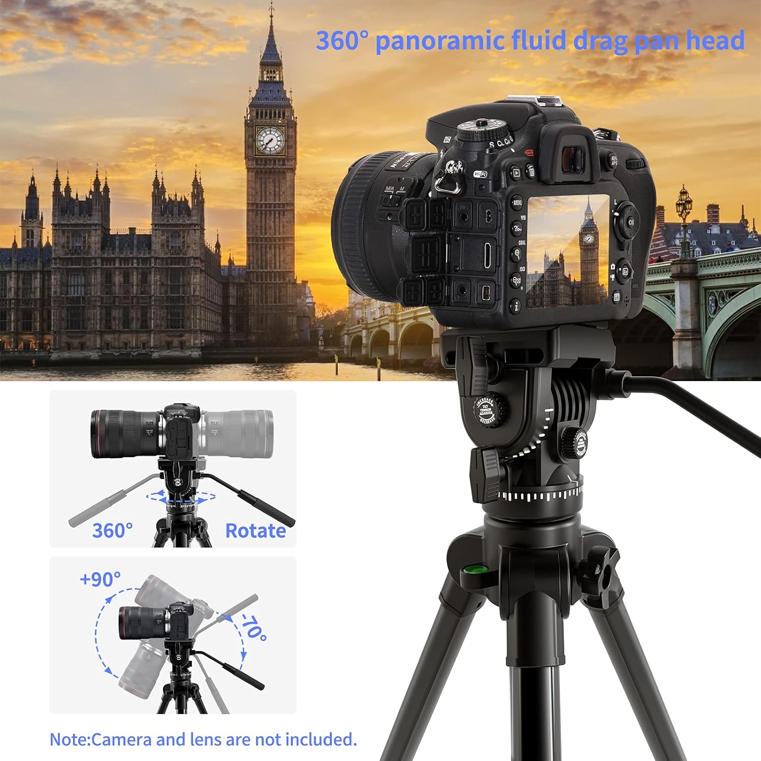 Cheap Video Tripod with Fluid Head, Heavy Duty Professional Video Camera Tripod Travel Tripod Aluminum Compatible for DSLR SLR Nikon Canon Sony Camcorder DV with Carry Bag