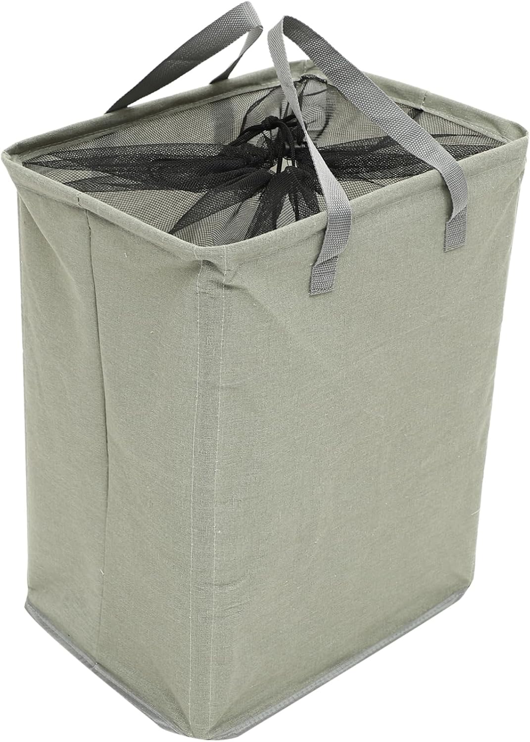 Healifty Collapsible Linen Laundry Basket with PE Coating Freestanding Clothes Storage Hamper for Bedroom and Bathroom Cotton Linen Fabric Wear Resistant Square Container in Deep Gray for