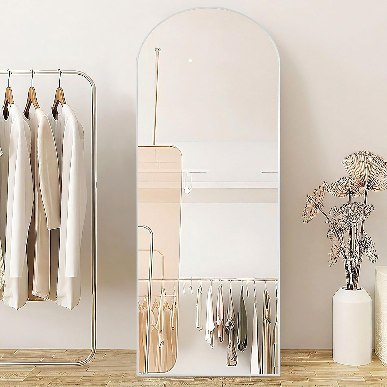 Rose Gold Mirror and 65"x22" Silver Floor Mirror Silver Mirror Full Length Silver Full Length Mirror Silver Arched Mirror Pink Body Mirror Pink Floor Mirror Pink Full Body Mirror Arch Mirror