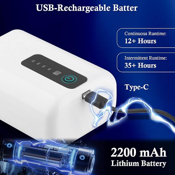 Battery Powered Aquarium Air Pump, Aerator for Bait Bucket 2W 48GPH