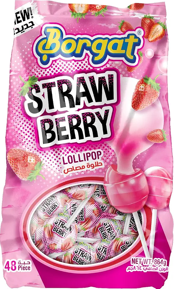 Borgat 044-130 Strawberry Lollipop Gum 40 pcs