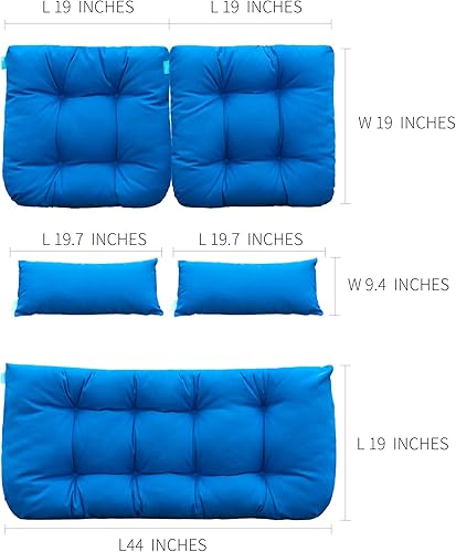 Miniatura 2 de QILLOWAY - Cojines de asiento de mimbre para patio al aire libre, dos almohadas en forma de U, dos almohadas lumbares para muebles de patio, sofá de