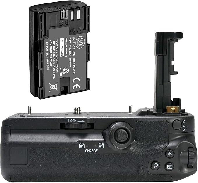 BM Premium Battery Grip Kit For Canon EOS R5, R5C, R6, R6 II - Includes BG-R10 Grip & 4 LP-E6NH Batteries