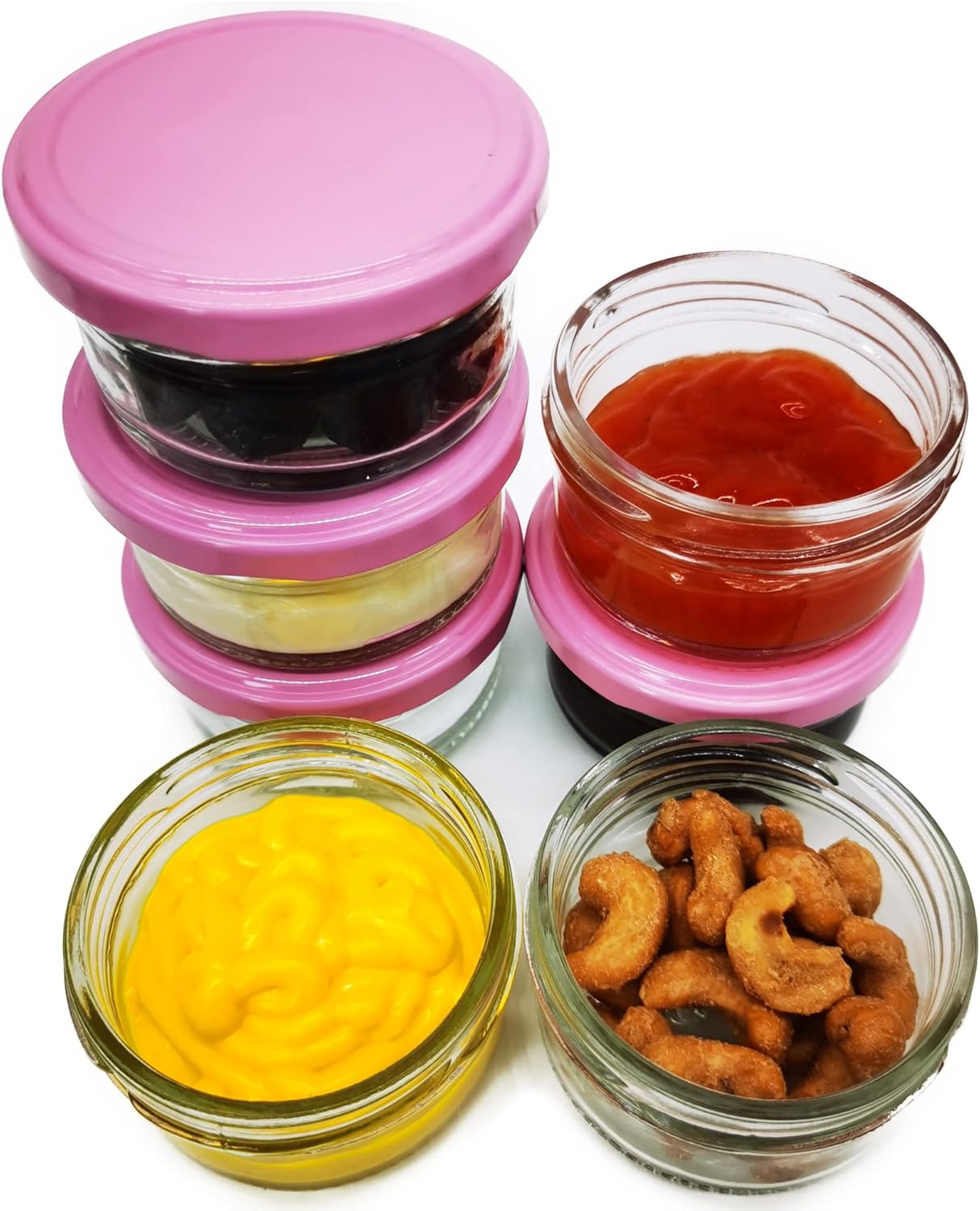 Delove [16 Pack] Glass Salad Dressing Container To Go, 2.5oz Small Condiment