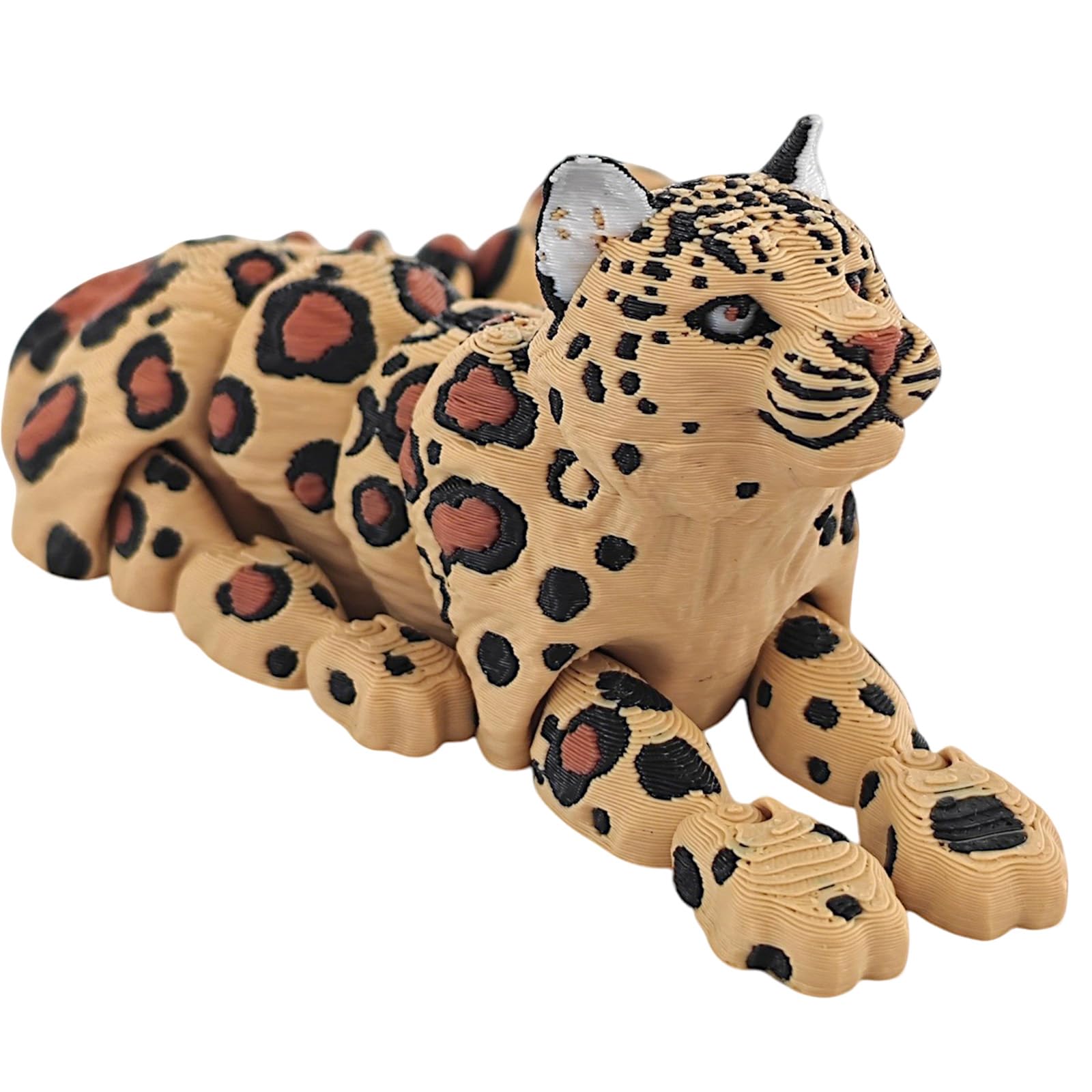 3D Printed Animals Snow Leopard, 21cm Articulated Animal Toy with Realistic Poseable Joints, 3D Printed Toys Desk Decor for Boy and Adult Home Display (Yellow)