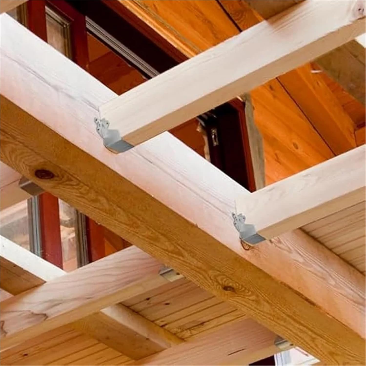 AUAU-10Pcs Strong Tie Brackets LU24 2X4 Joist Hanger Galvanizing Face Mount Joist Hangers for Wood Ties Rafter Ties