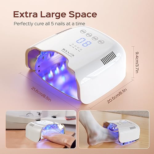 Miniatura 7 de BOLASEN Lámpara de uñas UV recargable inalámbrica - Luz UV para uñas de gel con reflector metálico y base de metal, secadora de uñas LED inalámbrica