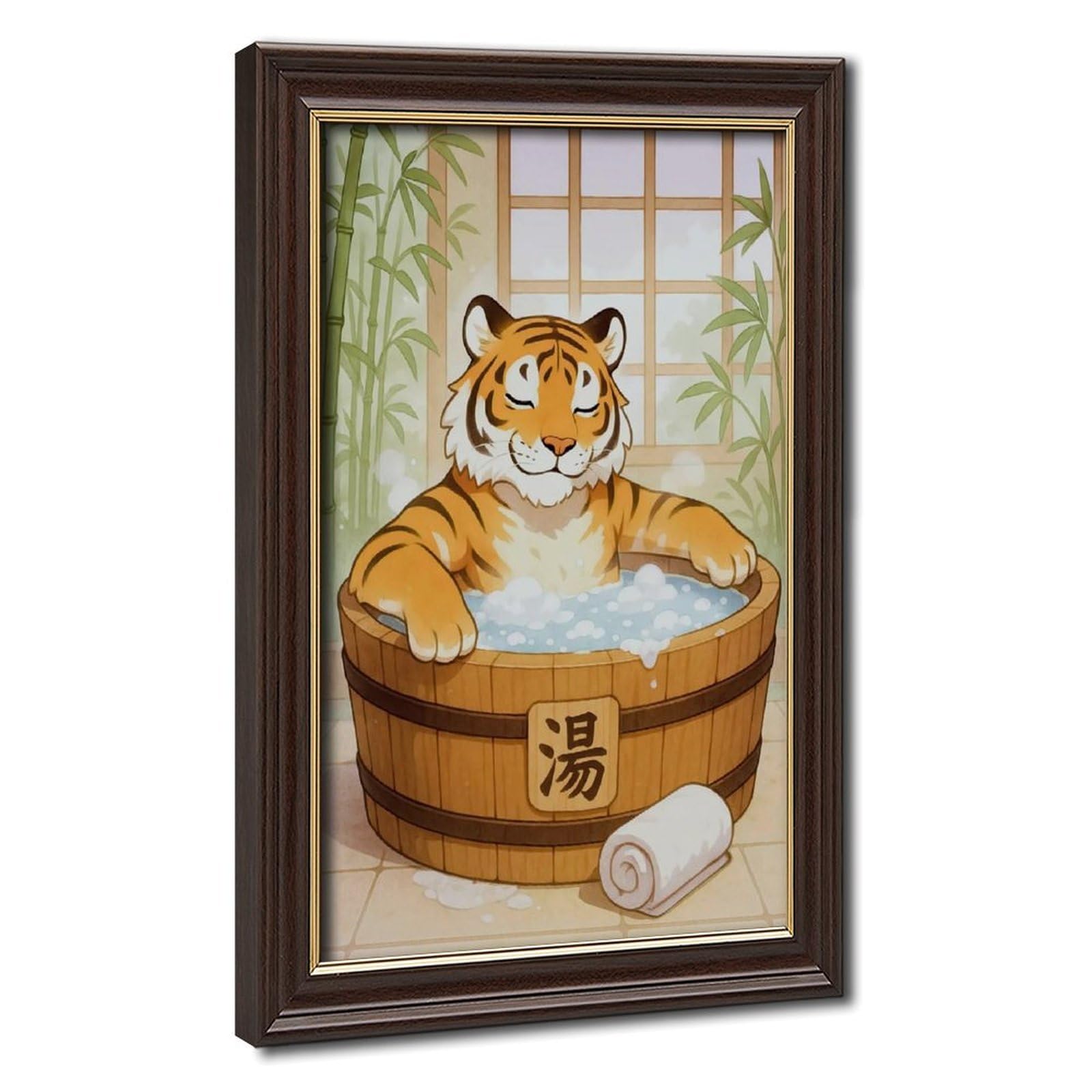 Bareronor Japanese Tiger Bath Canvas Poster Bedroom Decor Landscape Office Room Decor Gift 16" L X 24" W