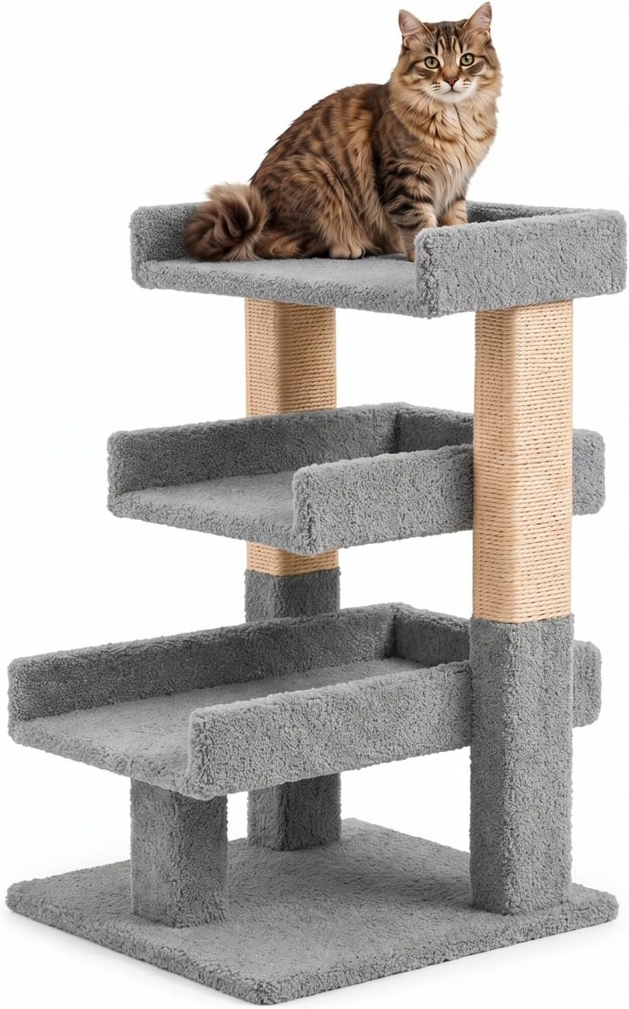 Naomi Home Nala Large Cat Tree with Sisal Posts & Soft Perches, Gray