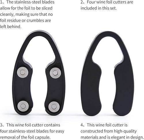 Miniatura 4 de OHMAXHO Paquete de 4 herramientas cortadoras de papel de aluminio, 4 cuchillas inoxidables para botellas de vino, quita la parte superior de papel