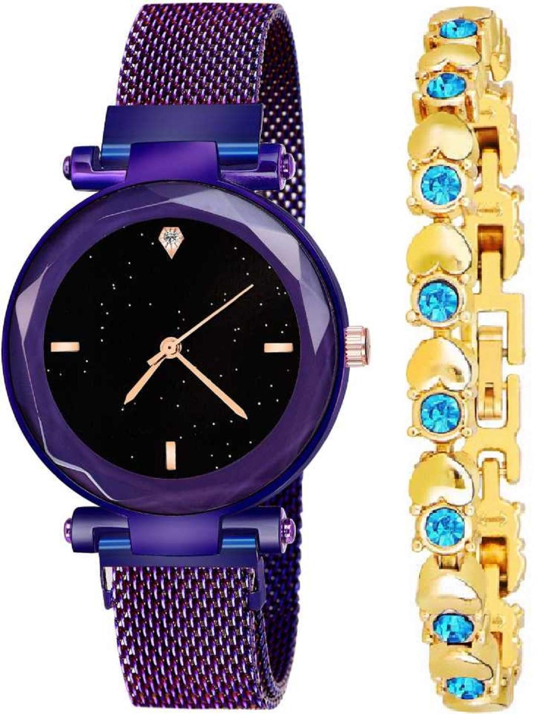 ZUPERIA Magnetic Strap Styish Luxury Analog Watch with Bracelet for Girls and Women (Purple) (B08FYRNBT7) Amazon Price History, Amazon Price Tracker