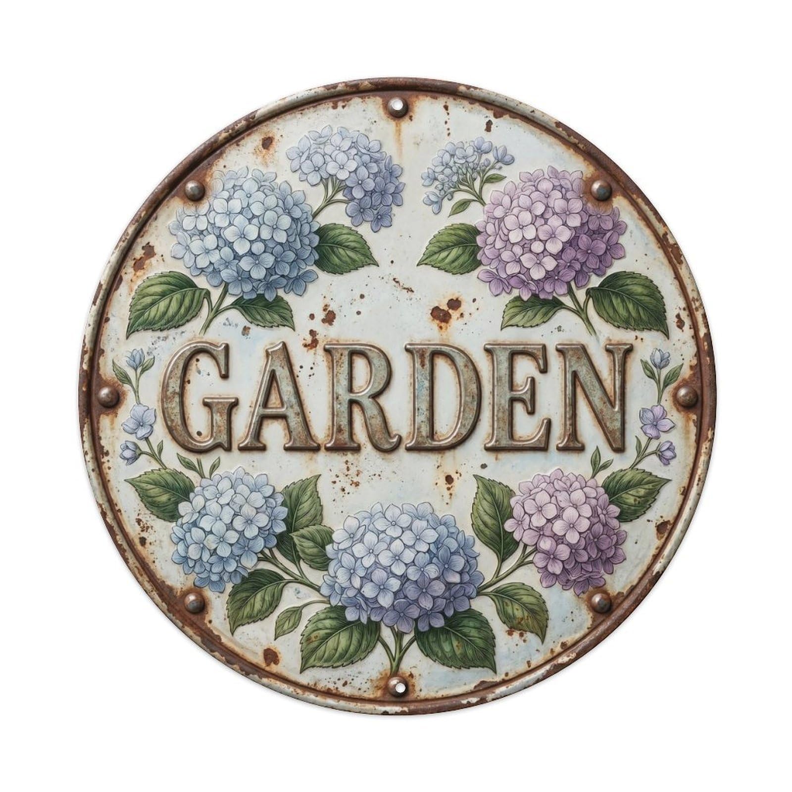 Garden Botanical Floral Outdoor Label Hydrangea Metal Tin Sign